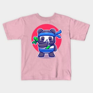 Cute Ninja Panda Cartoon Kids T-Shirt